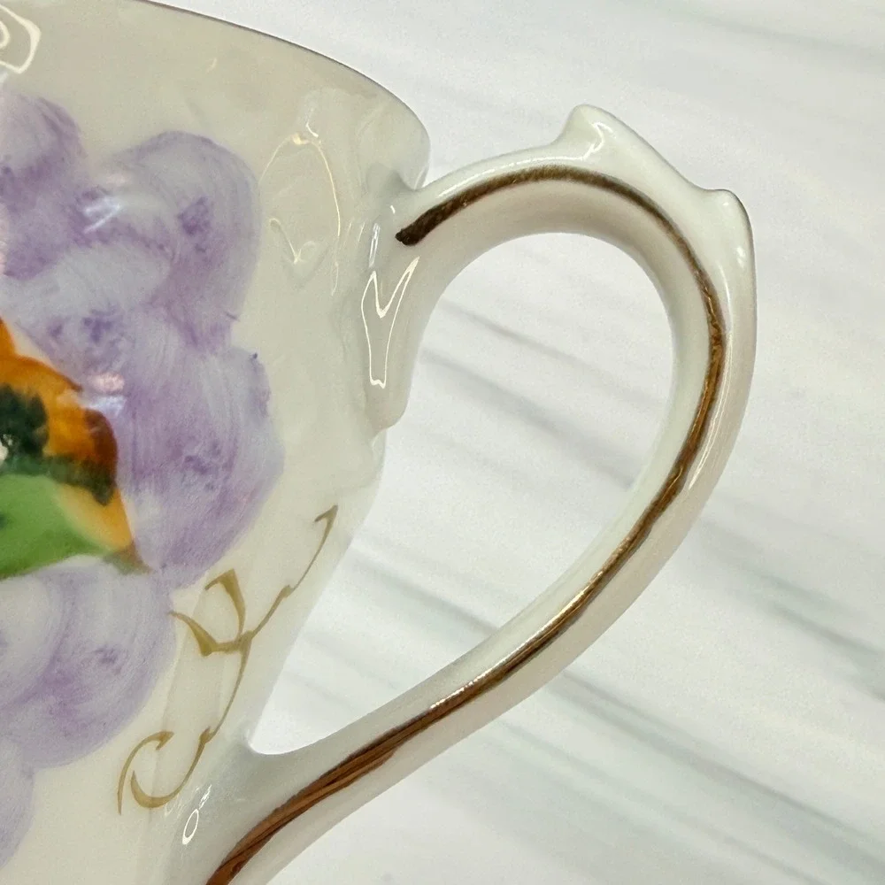 Hand Painted Porcelain Grape Tea Cup and Saucer Set NW-C102A Reticulated Lattice